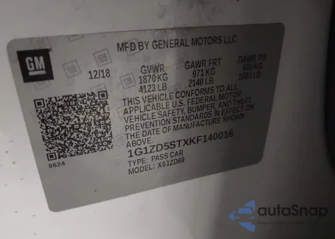 2019 Chevrolet Malibu Lt from USA, damaged, VIN 1G1ZD5STXKF140016